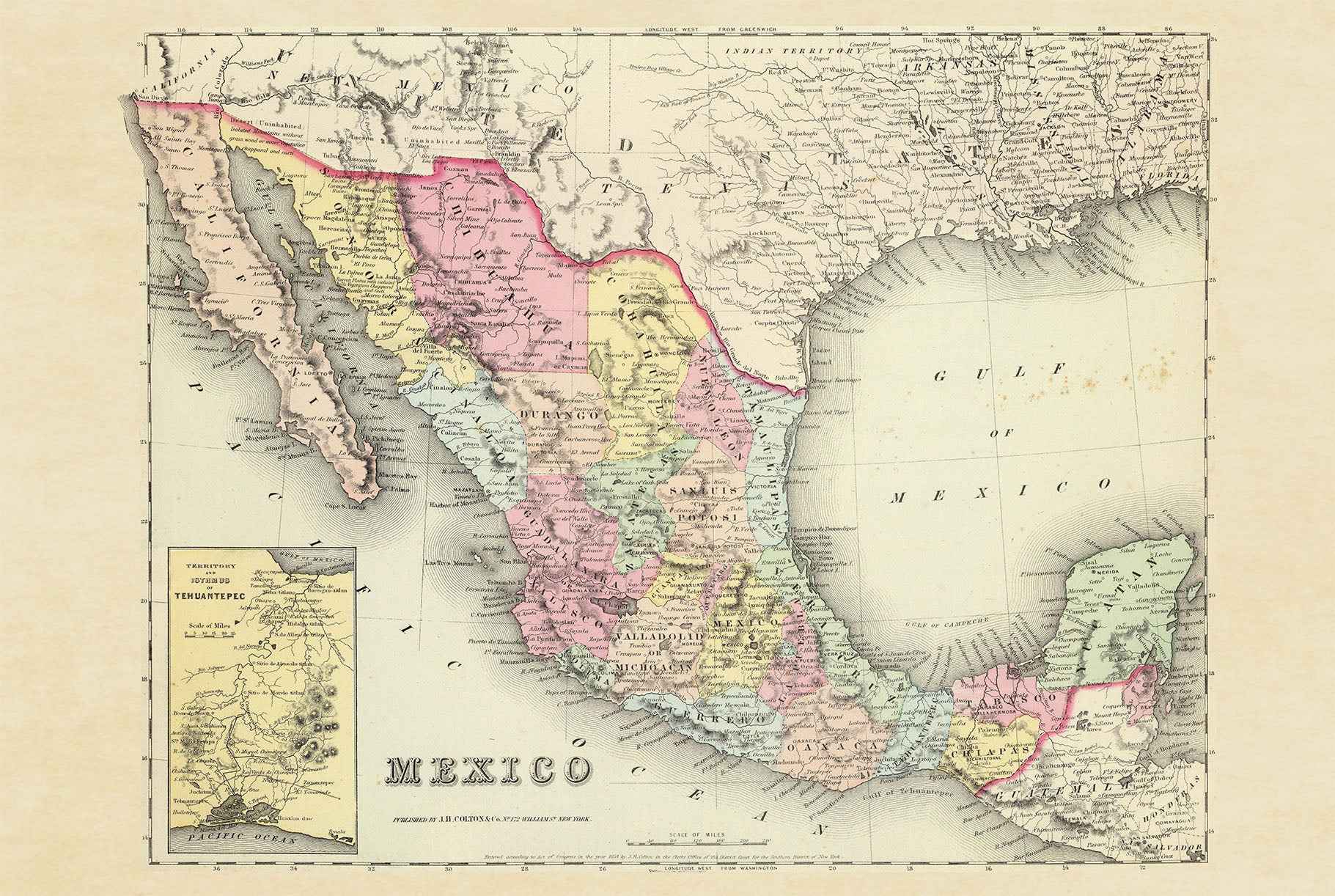 1856 Mexico Cartography Print - Vintage Map with State Boundaries and Regional Detail - Strategy Maps